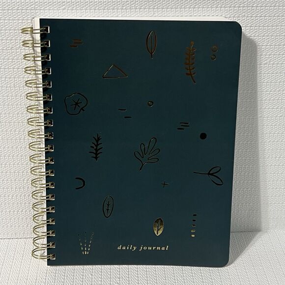 Fringe LEAF Hardcover Spiral Notebook Daily Journal 192 Pages Green Gold Lined - Picture 1 of 16